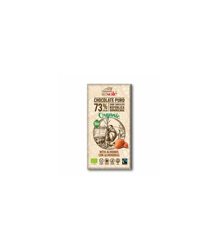 CHOCOLATE NEGRO 73% con almendras 150gr. ECO