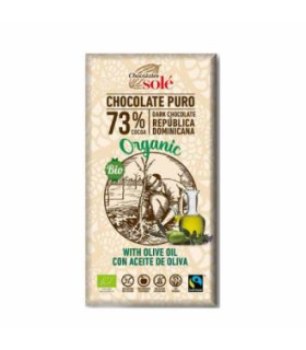 CHOCOLATE NEGRO 73% con aceite de oliva 100gr. ECO