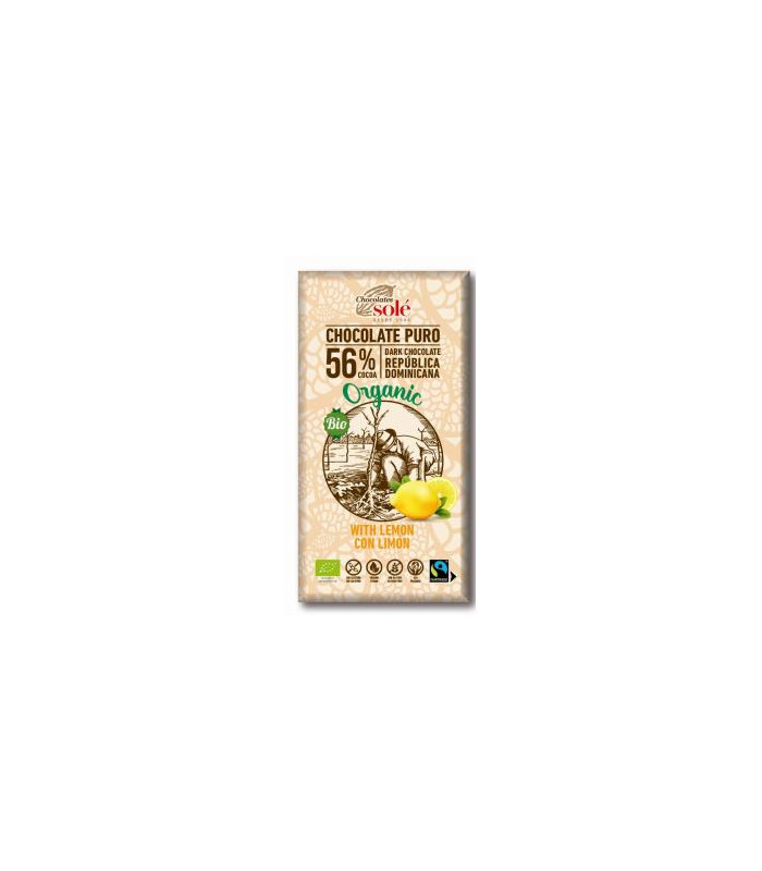 CHOCOLATE NEGRO 56% con limon 100gr. ECO SG VEGAN