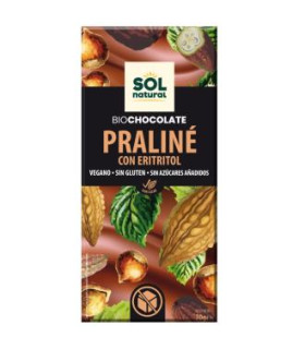 CHOCOLATE PRALINE con eritritol tableta 70gr. BIO