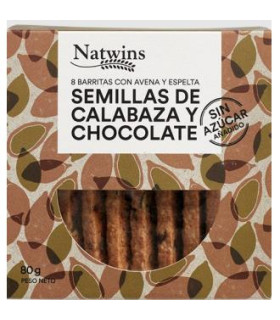 BARRITAS DE SEMILLAS DE CALABAZA Y CHOCOLATE 80gr.
