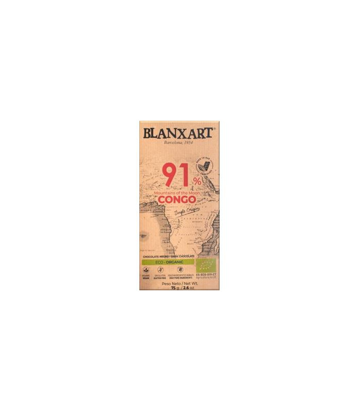 CHOCOLATE NEGRO 91% CONGO 75 gr ECO