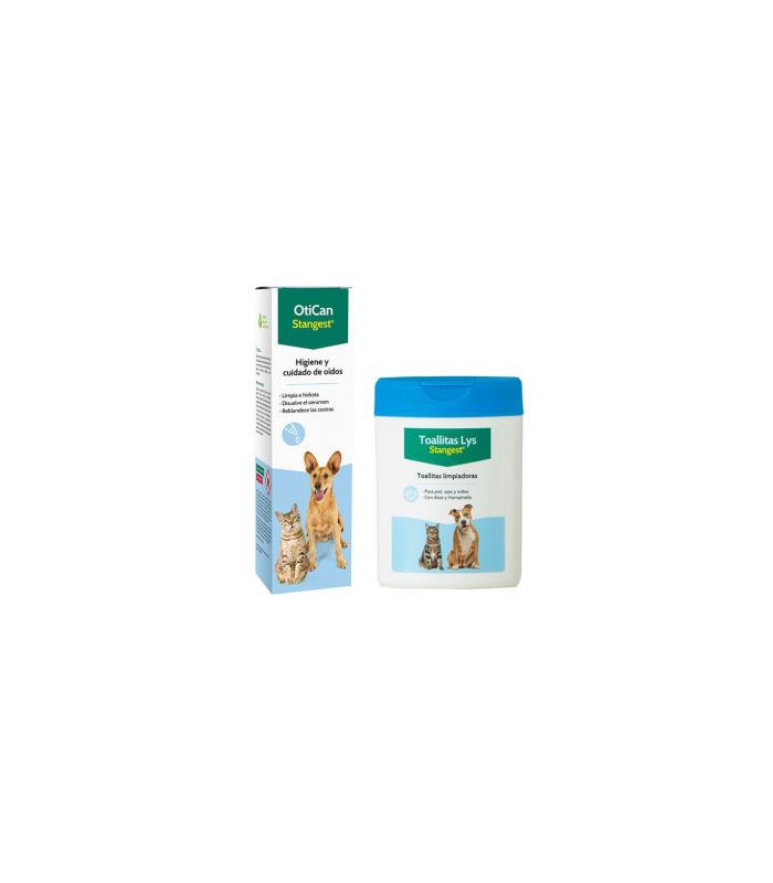 OTICAN+TOALLITAS limpiador oidos perros gatos 40ud