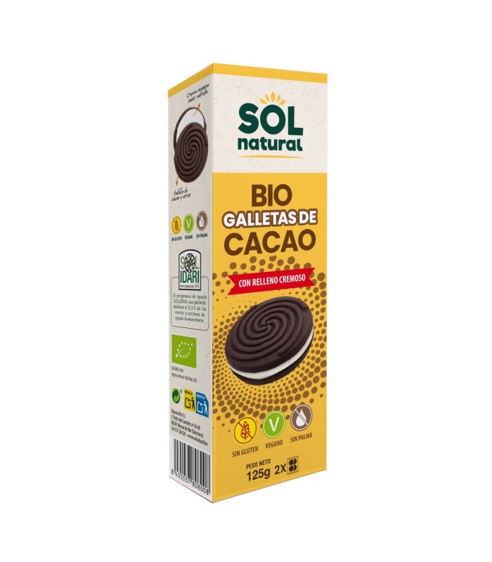 Galletas de cacao con relleno cremoso bio 125 g