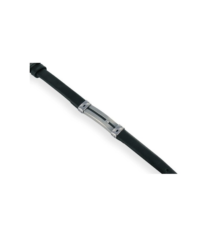 Pulsera de cuero con centro magnetico circonia CUBIC  8 MM