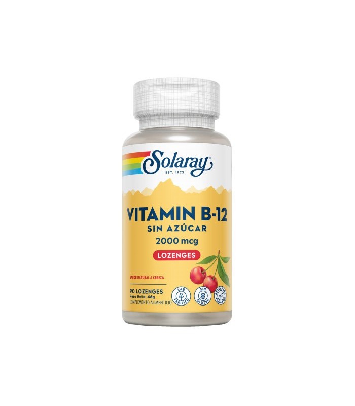 Vitamin B-12 2000 Mcg - Sin Azúcar - 90 Lozenges. Sin Gluten. Apto Para Veganos.