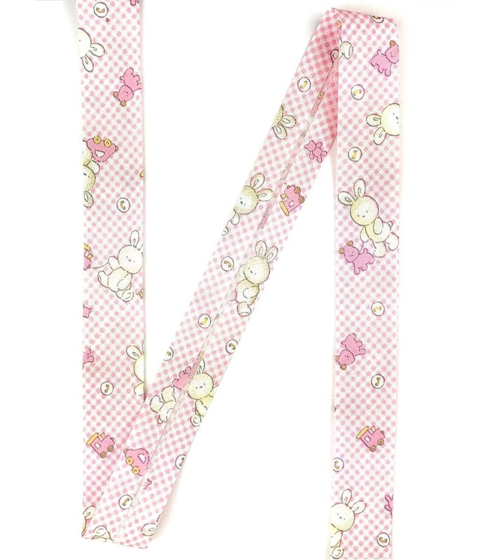 Cinta al Bies Estampado Conejitos 25 mm. Varios Colores