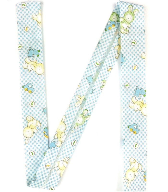 Cinta al Bies Estampado Conejitos 25 mm. Varios Colores