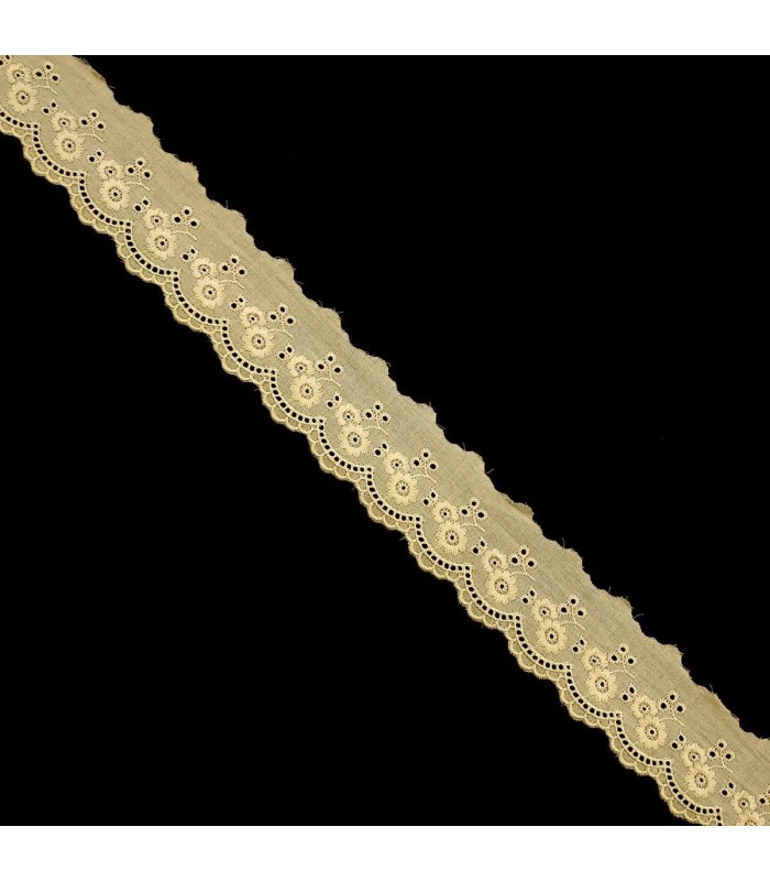 Tira Bordada Beige Estilo Floral 4,5 cm