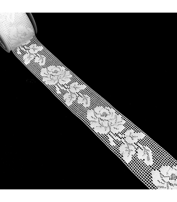 Entredos de Hilo Blanco 6,2 cm. Rosas