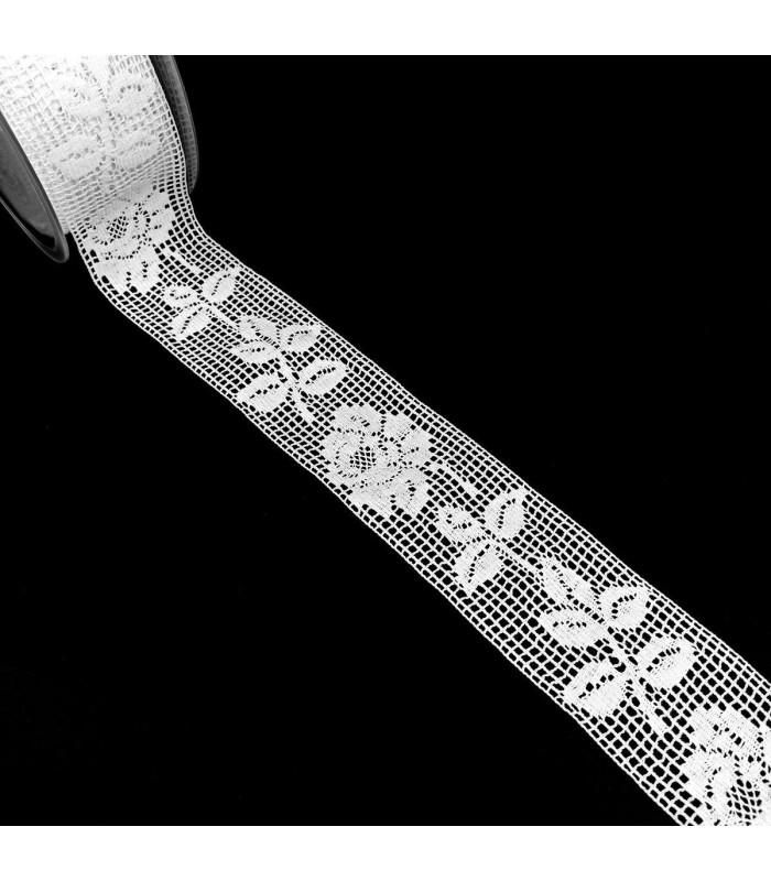 Entredos de Hilo Blanco 4,5 cm. Rosas