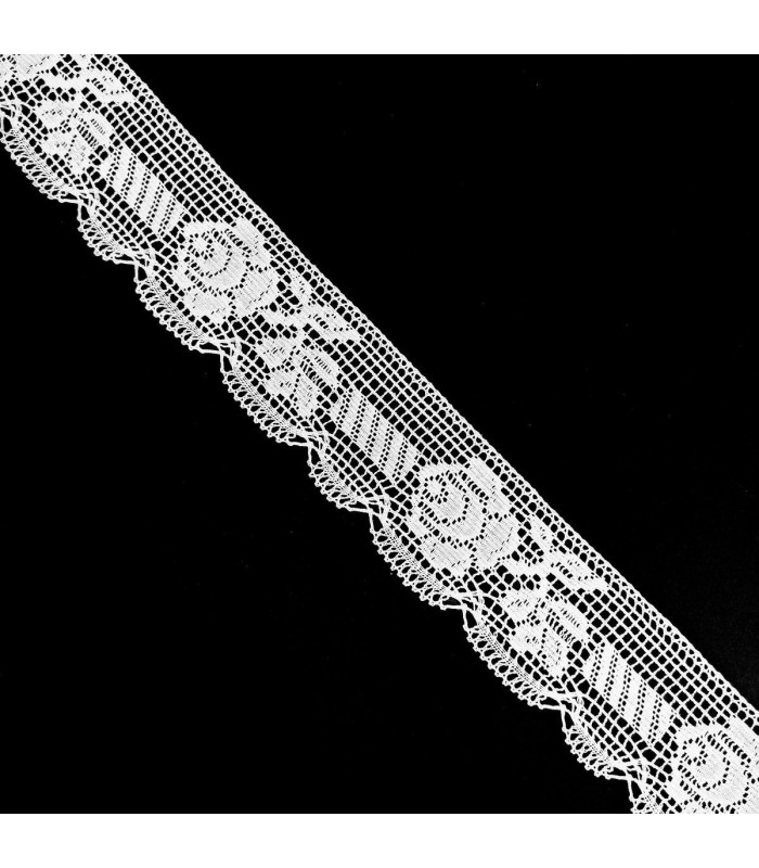 Puntilla de Hilo Blanco 6 cm. Flores