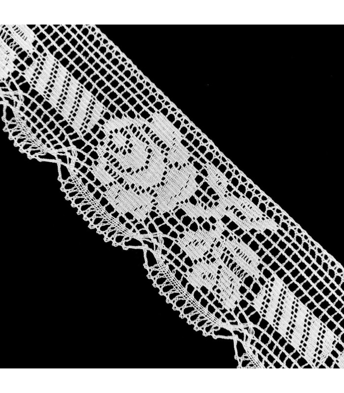 Puntilla de Hilo Blanco 6 cm. Flores