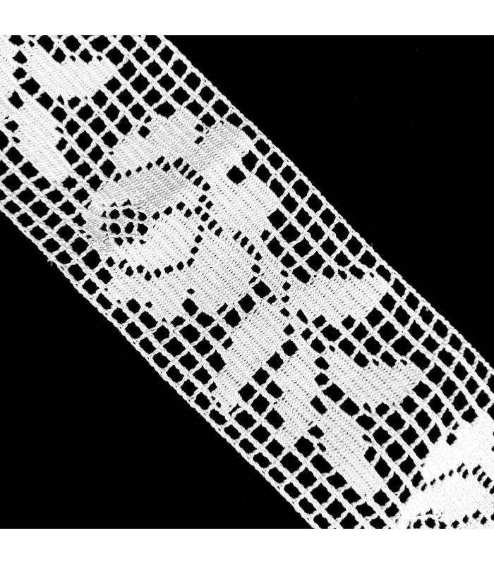 Entredos de Hilo Blanco 6,8 cm. Flores