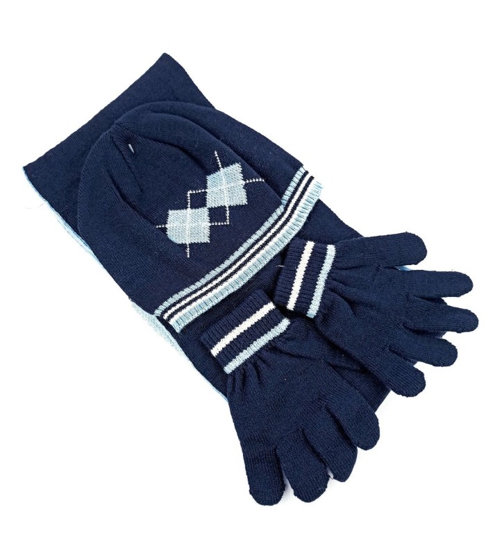 Conjunto Gorro Bufanda Guantes Niño Marino