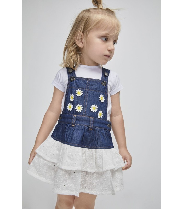 Conjunto Niña Manga Corta Peto + Camiseta "Margaritas"