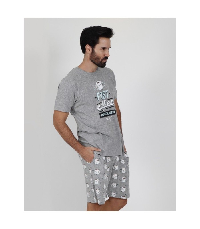 Pijama Hombre Manga Corta Coffee