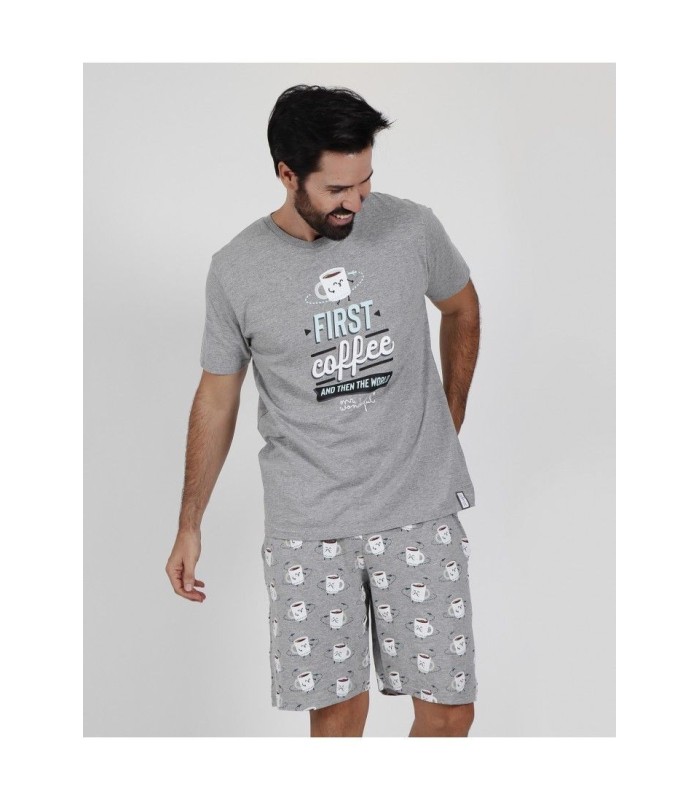 Pijama Hombre Manga Corta Coffee