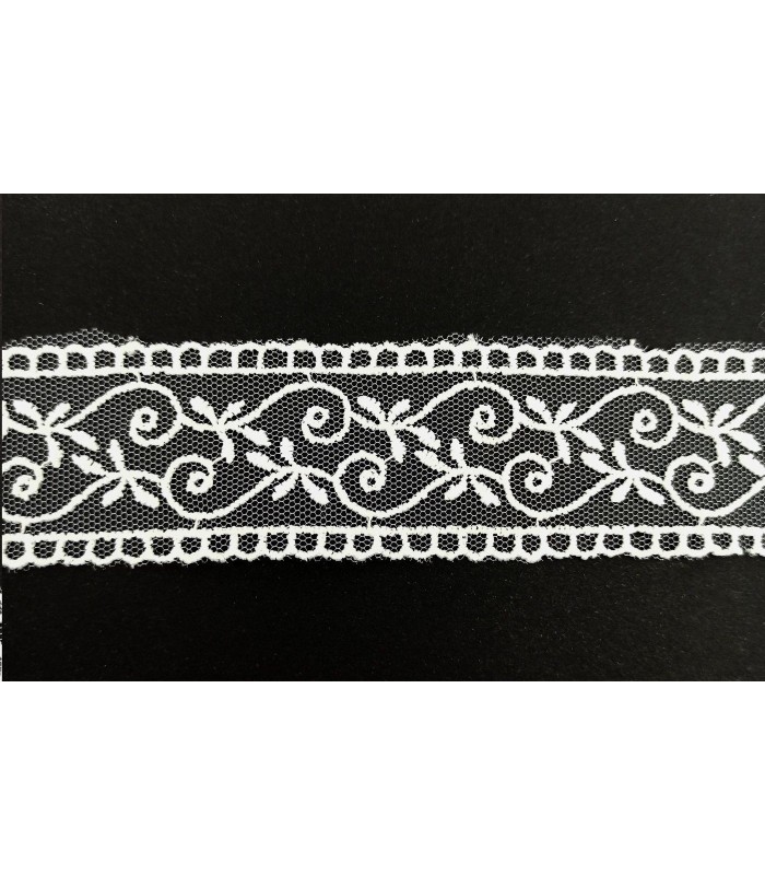 Entredós Tul Bordado Color Marfil 3,5 Cm