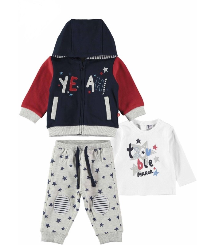 Chandal Niño Felpa 3 Piezas "YEAHI" Talla 12 meses