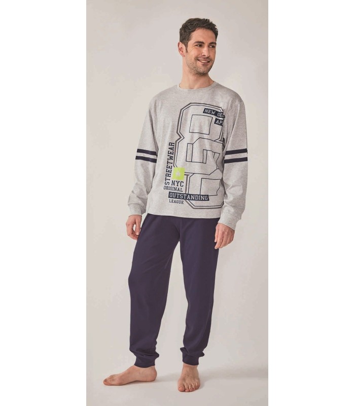 Pijama Hombre Interlock "Nyc Original" Diassi – Manga Larga y Tejido Afelpado para Otoño-Invierno