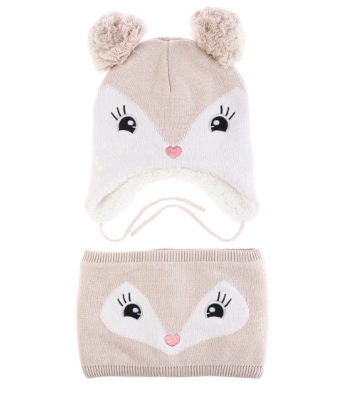 Conjunto Niña Gorro y Cuello Forrados de Pelo