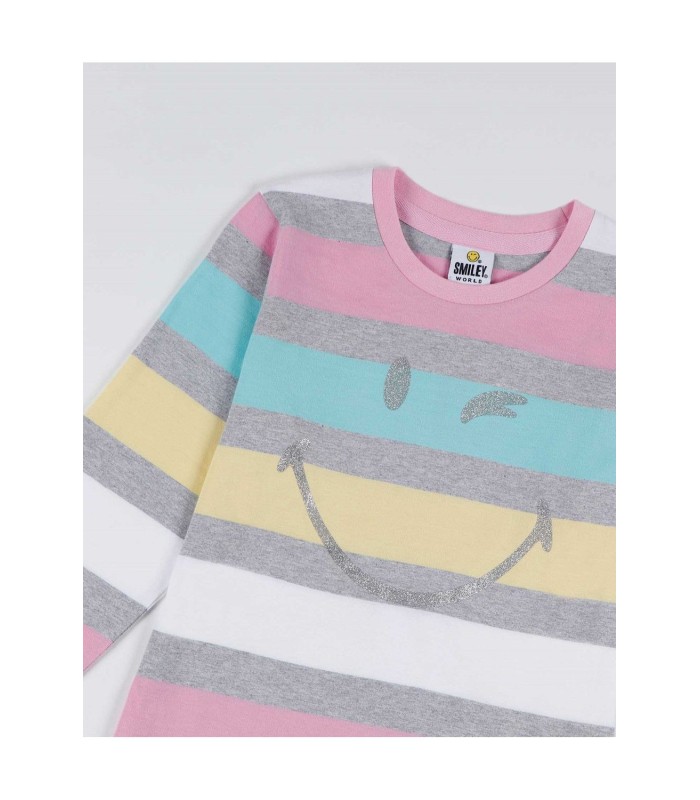 Pijama Niña Algodón Felpa Rayas Pink 55689 Smiley
