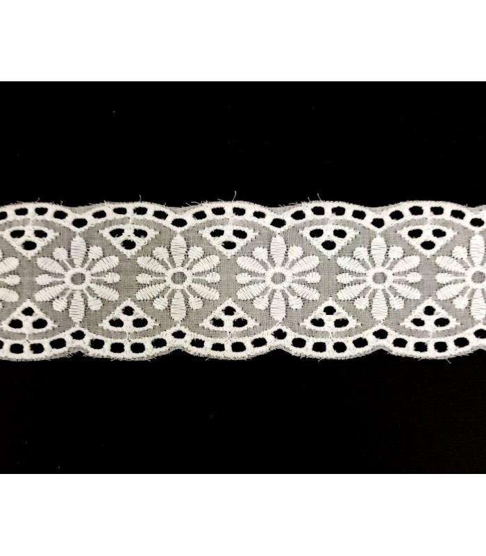 Entredós de Tira Bordada Blanco 4.5 Cm