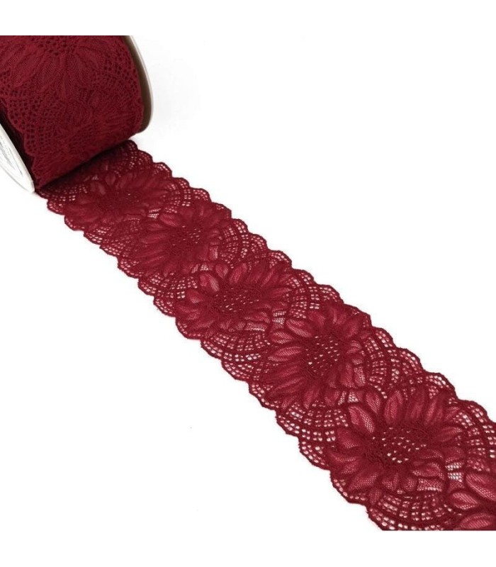 Encaje Elástico Nylon Granate Ancho 8,5 cm