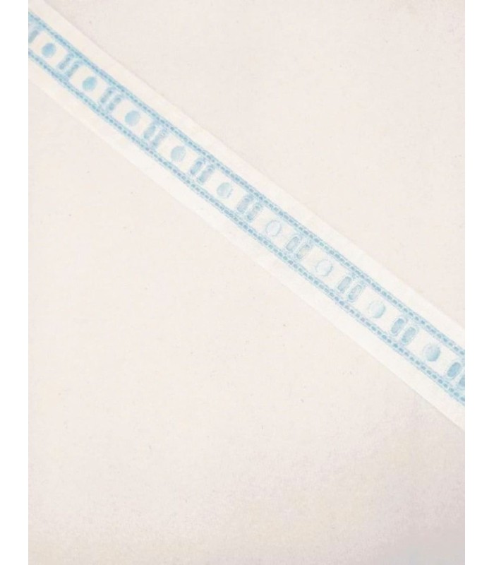 Entredós de Tira Bordada con Pasacintas Blanco/Celeste