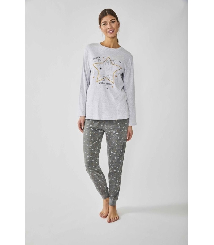 Pijama Mujer Manga Larga Fino de Algodón 4XL