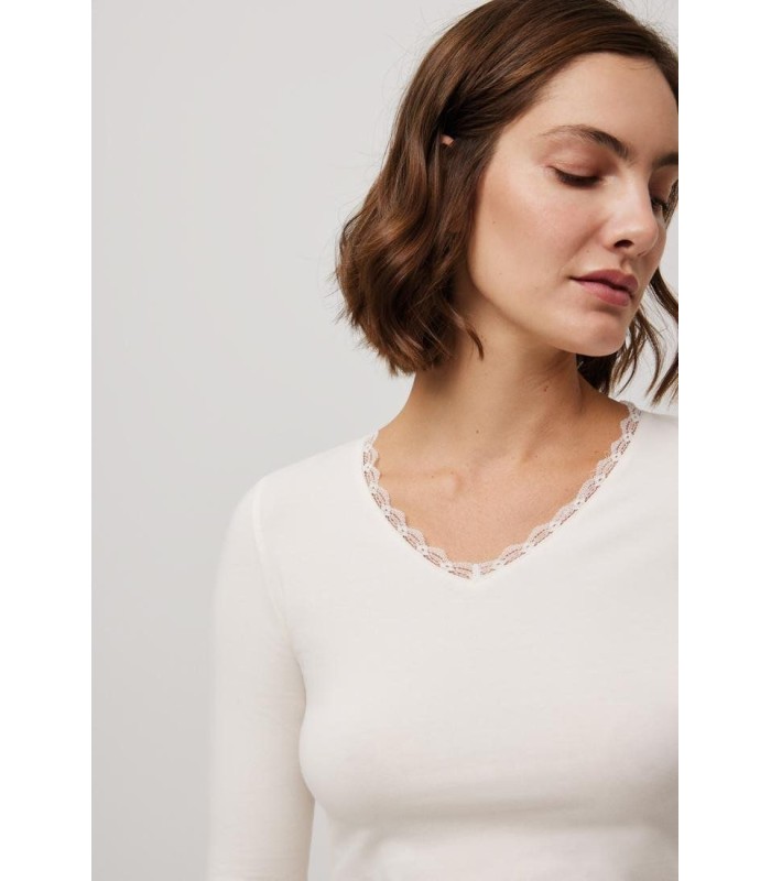 Camiseta Mujer Manga Larga Marfil Ysabel Mora