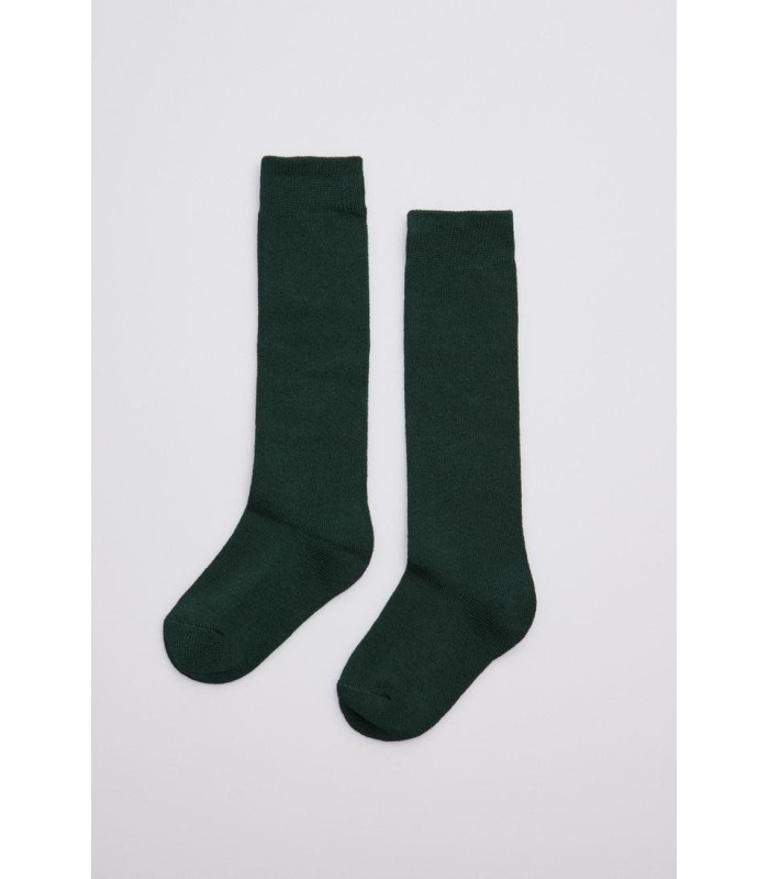 Calcetín Intantil Colegial Largo  Verde Botella 2815