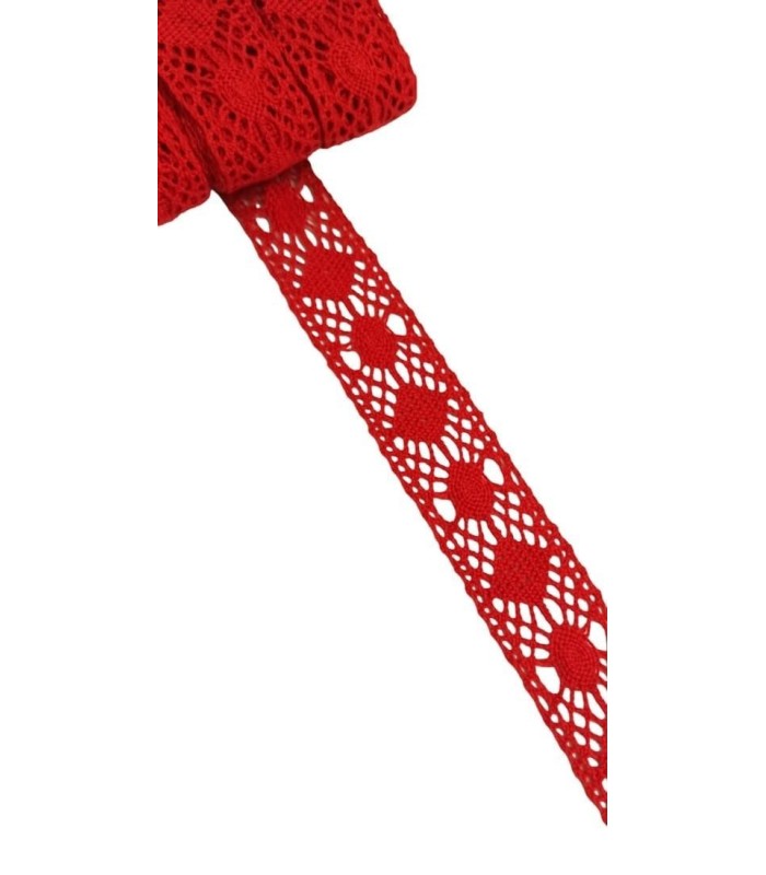 Encaje Bolillo Rojo 2.4 cm
