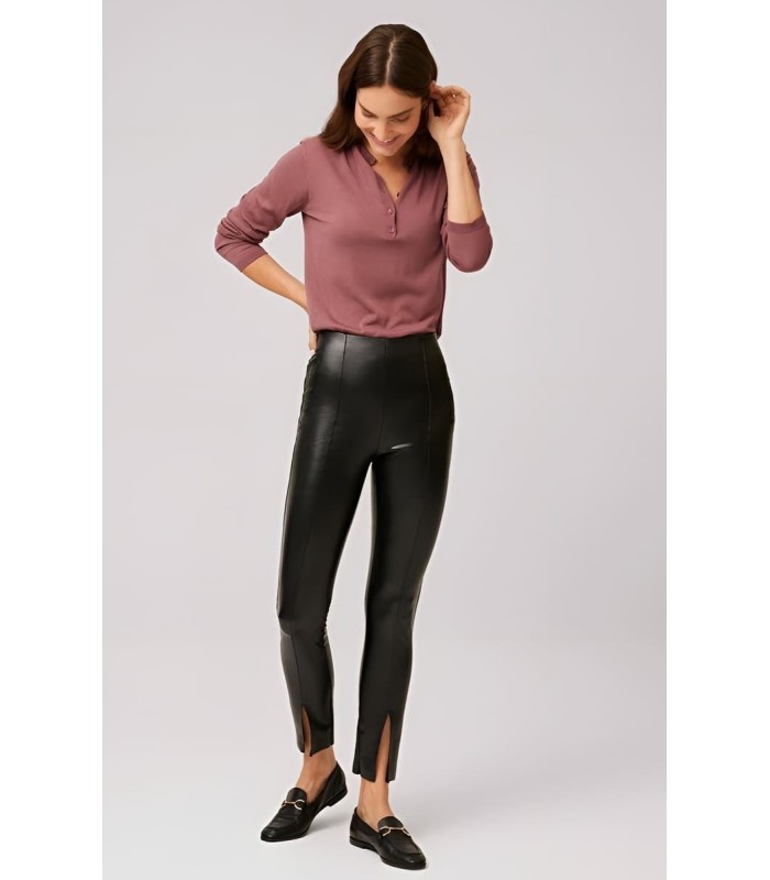 Pantalón Mujer Efecto Piel Con Costura Negro 70295 Ysabel Mora
