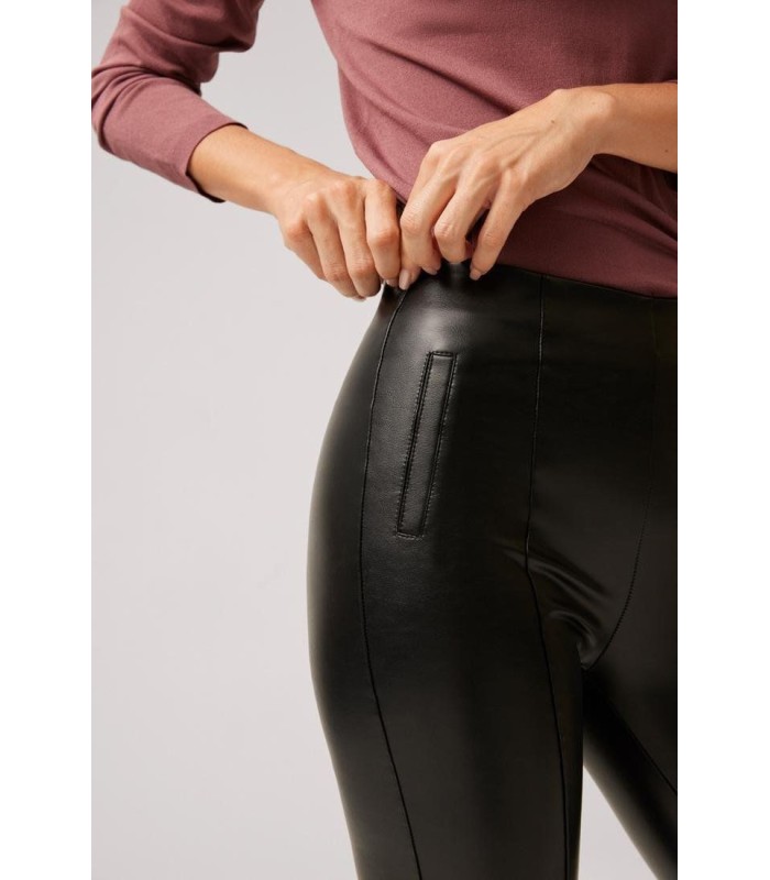Pantalón Mujer Efecto Piel Con Costura Negro 70295 Ysabel Mora