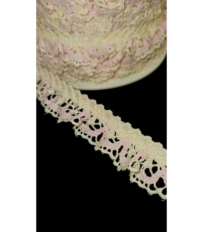 Encaje de Bolillo Fruncido Bicolor de 2 cm