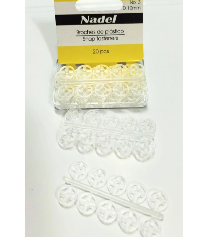 Broches de Presión Plástico Transparentes 10mm