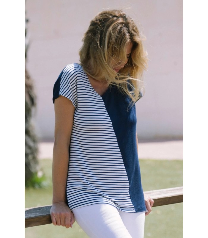 Camiseta Mujer Manga Corta Rayas 43524