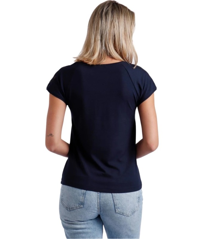Camiseta Mujer Manga Corta Marino Puntilla Hombro 43486 Admas