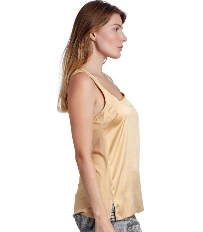 Camiseta Sin Mangas Raso Mujer Oro 43512 Admas