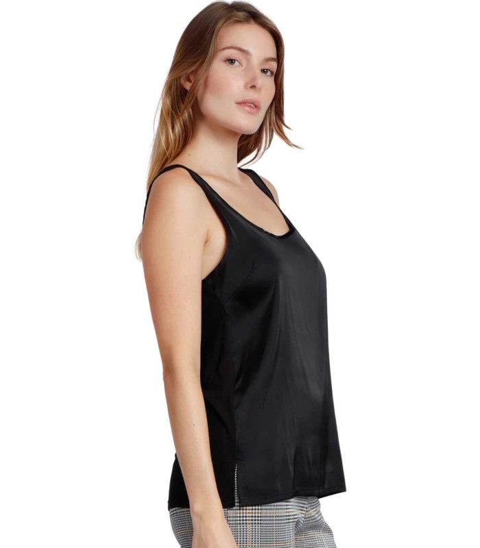 Camiseta Sin Mangas Raso Mujer Negra 43512 Admas