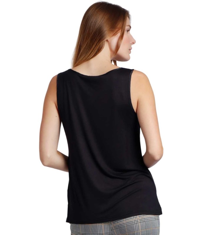 Camiseta Sin Mangas Raso Mujer Negra 43512 Admas