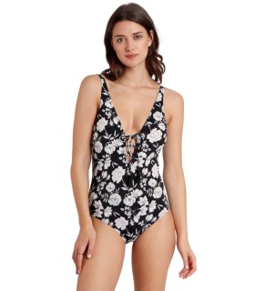 Bañador Mujer Negro Beach Flowers 11395 Admas