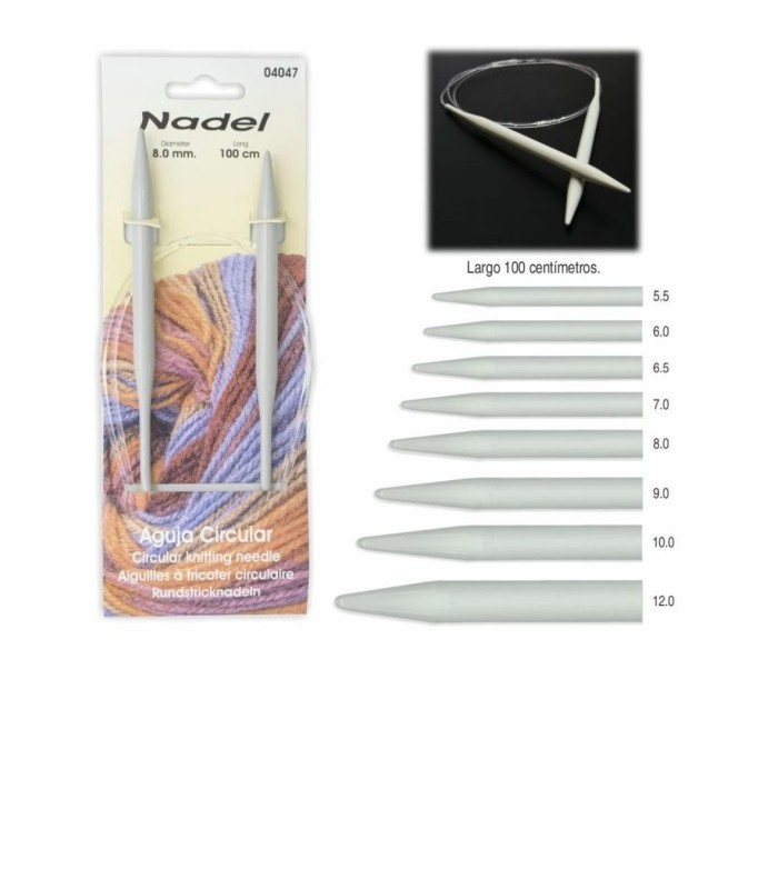 Agujas Tejer Circulares Aluminio 04047 Nadel Largo 100cm
