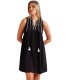 Vestido Mujer Negro Sin Mangas Beach Flowers 19773 Admas