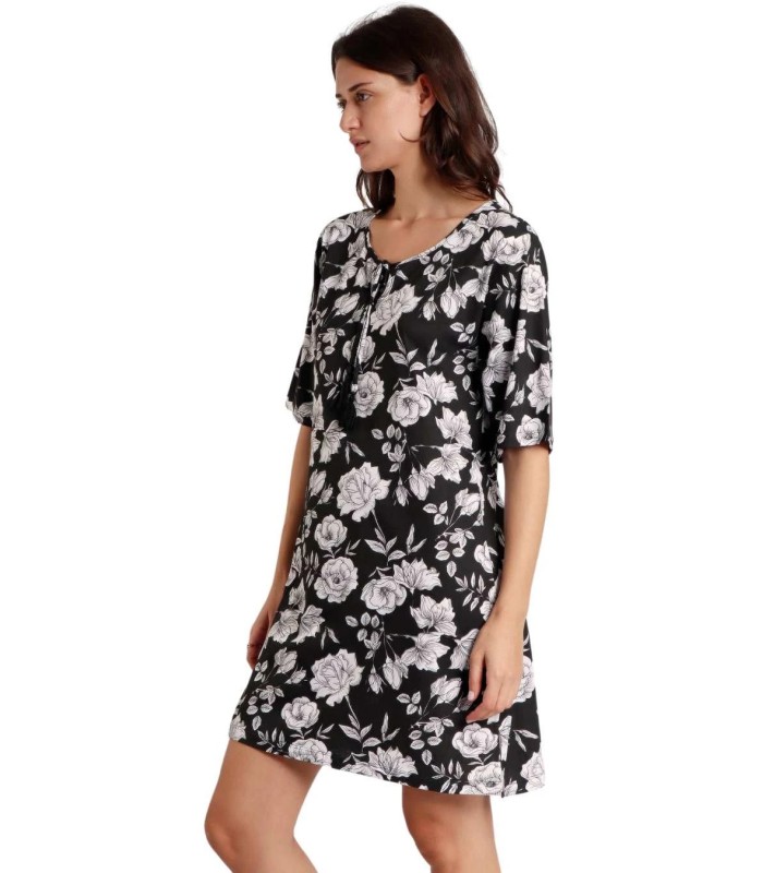 Vestido Mujer Negro Beach Flowers 19775 Admas