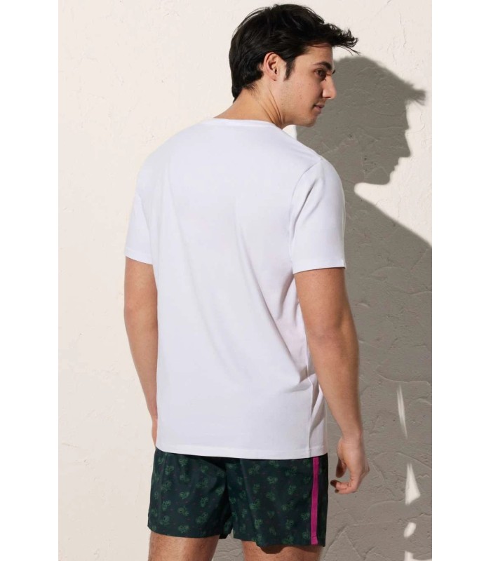 Camiseta Hombre Estampado Bicicleta Blanca 90501 Ysabel Mora