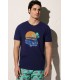 Camiseta Hombre Estampado Furgoneta Azul 90502 Ysabel Mora