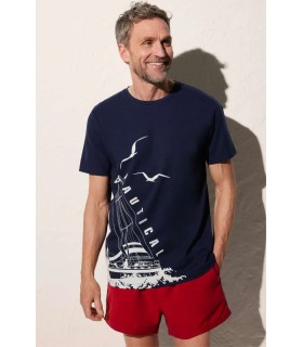 Camiseta Hombre Estampado Velero 90504 Ysabel Mora